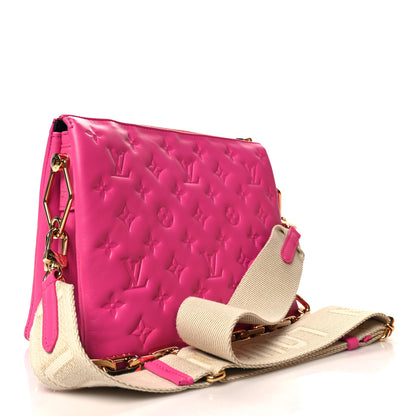 Louis Vuitton Lambskin Embossed Monogram Coussin PM Rose Bougainvillier Pink 3 of 12