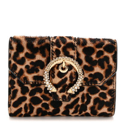 Jimmy Choo Pony Hair Leopard Print Crystal Cheri Compact Wallet 1 of 9