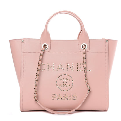 Chanel Caviar Small Studded Deauville Tote Light Pink 1 of 9