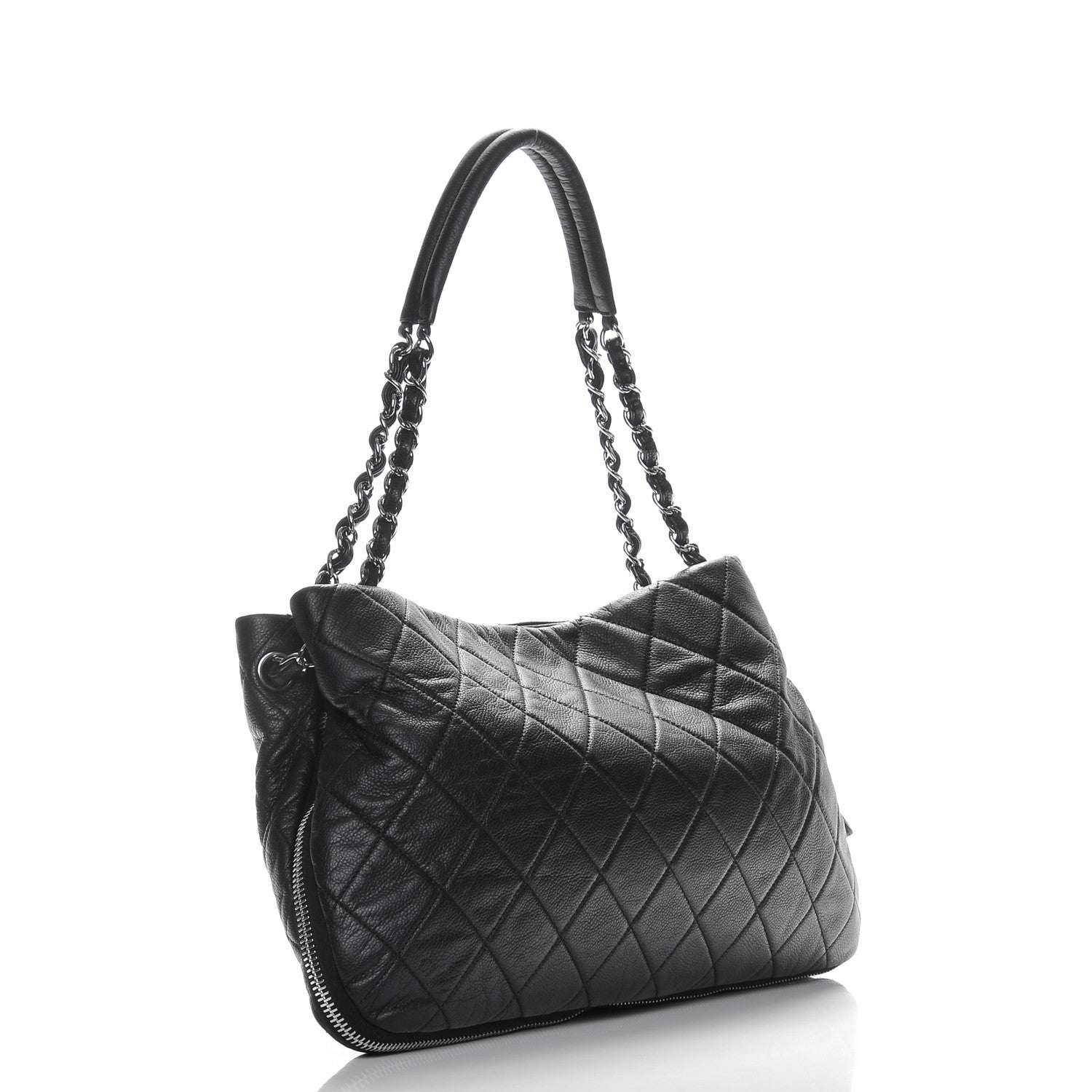 Chanel Caviar Quilted Expandable Zip Shoulder Bag Black 3 of 7
