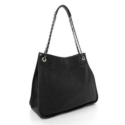 Chanel Calfskin Perforated Up In The Air Tote Black 3 of 11