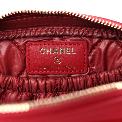 Chanel Caviar Quilted Small Curvy Pouch Cosmetic Case Dark Red 6 of 10