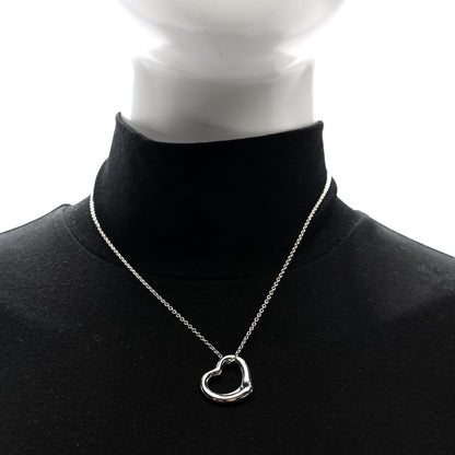 Tiffany Sterling Silver Elsa Peretti 22mm Open Heart Pendant Necklace 2 of 4