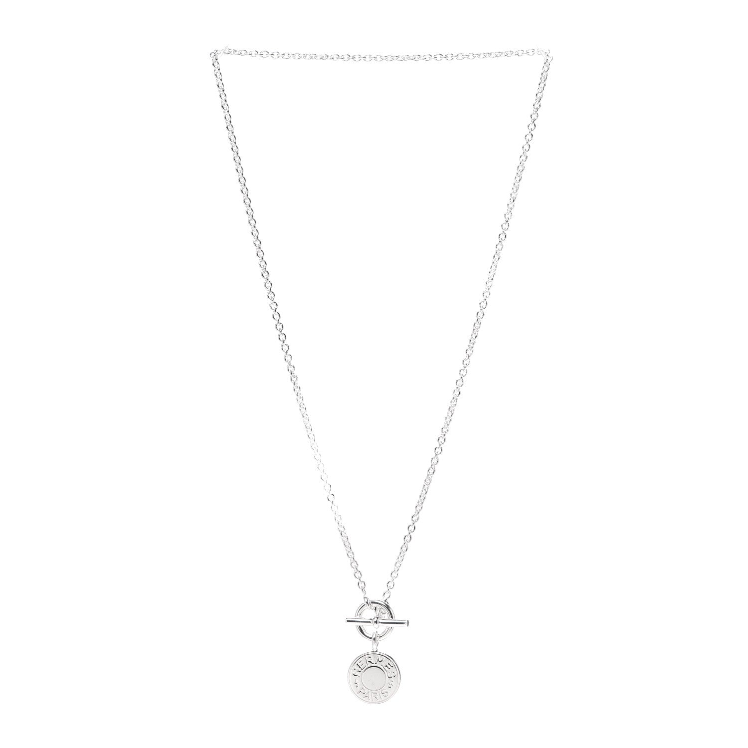 Hermes Sterling Silver Amulettes H Confettis Pendant Necklace 3 of 5