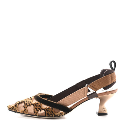Fendi Mesh Velvet Karligraphy Colibri 55mm Slingback Pumps 35.5 Nocciola 1 of 9