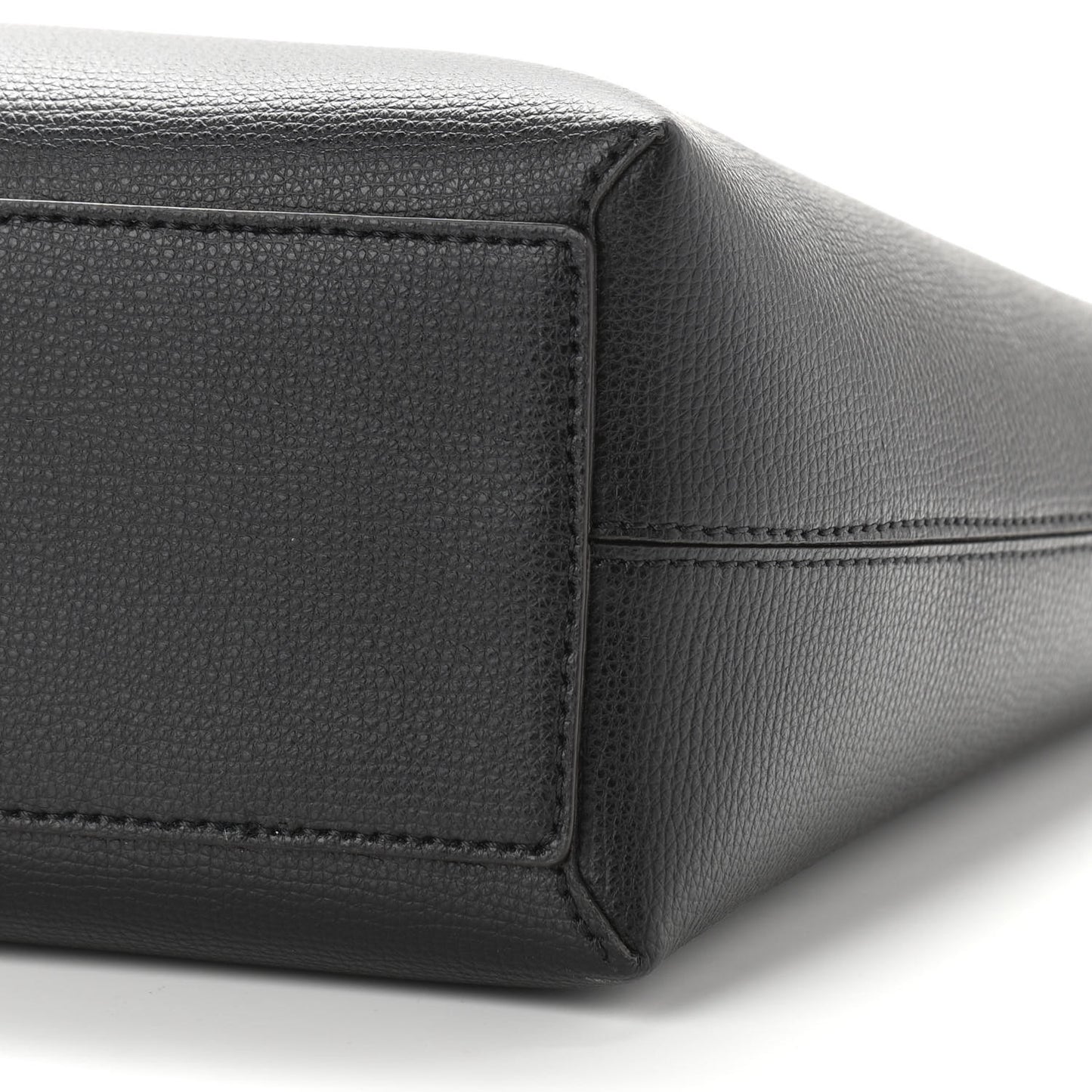 Grainy Calfskin Haymarket Check Small Reversible Tote Black