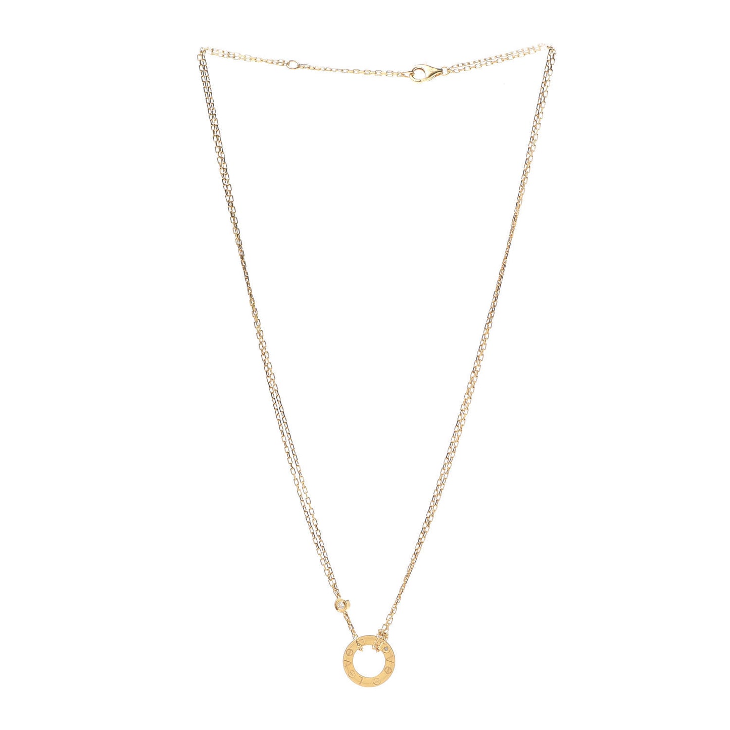 18K Yellow Gold 2 Diamond LOVE Necklace