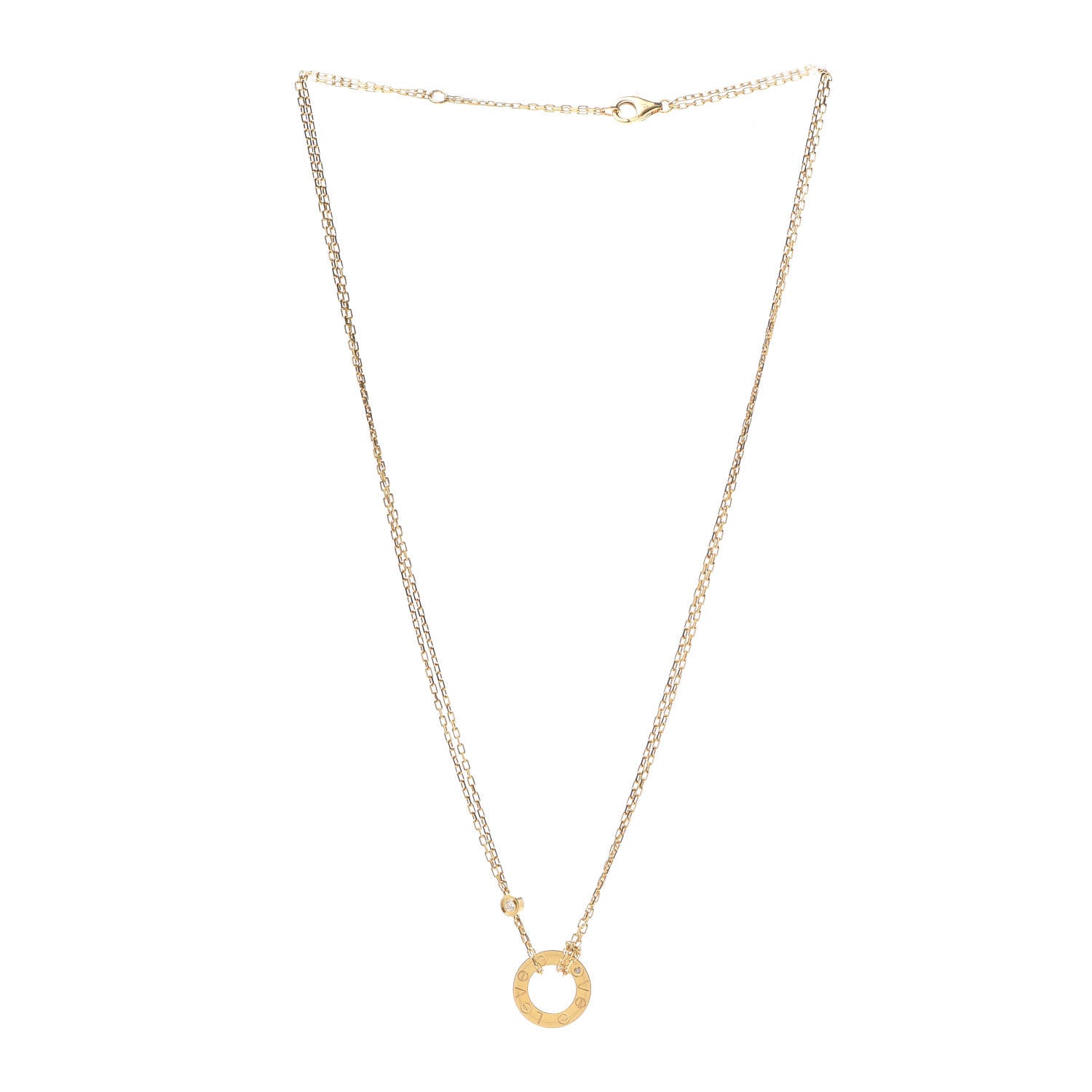 Cartier 18K Yellow Gold 2 Diamond LOVE Necklace 3 of 5