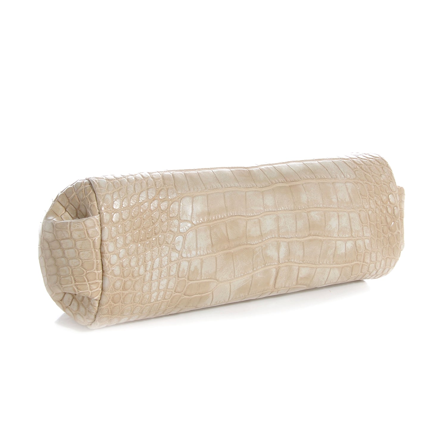 Matte Alligator Perfume Bottle Top Clutch Beige