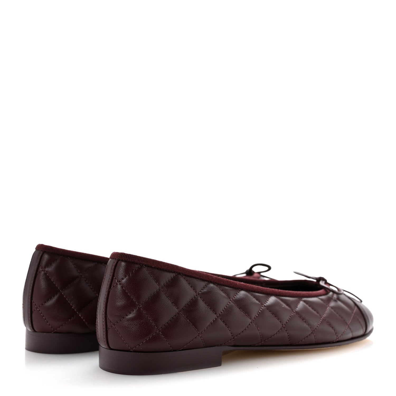 Chanel Lambskin Quilted CC Cap Toe Ballerina Flats 40 Dark Burgundy 5 of 10