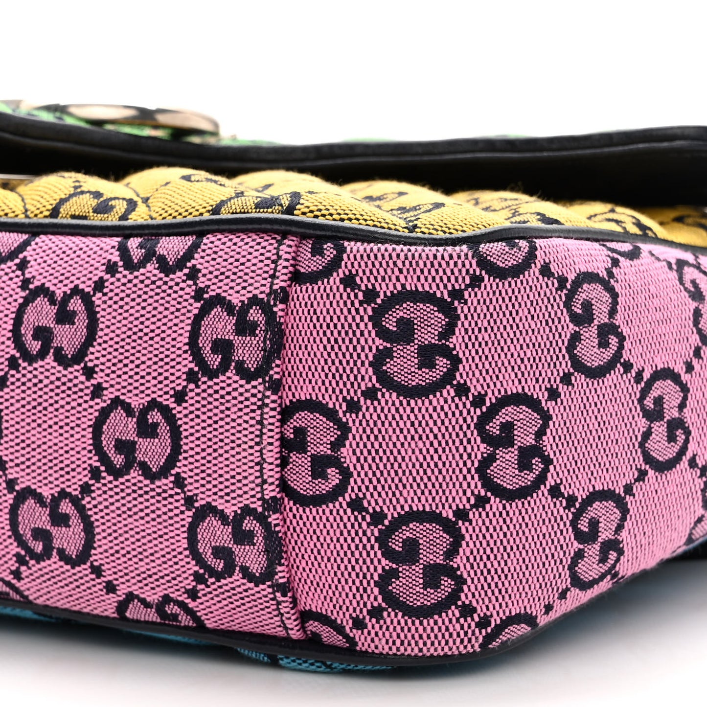 Monogram Multicolor Matelasse Diagonal Small GG Marmont Shoulder Bag Green Blue Yellow Light Blue Pink