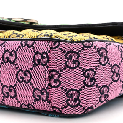 Gucci Monogram Multicolor Matelasse Diagonal Small GG Marmont Shoulder Bag Green Blue Yellow Light Blue Pink 10 of 10