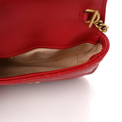 Gucci Calfskin Matelasse GG Marmont 2.0 Coin Purse On A Chain Hibiscus Red 4 of 7