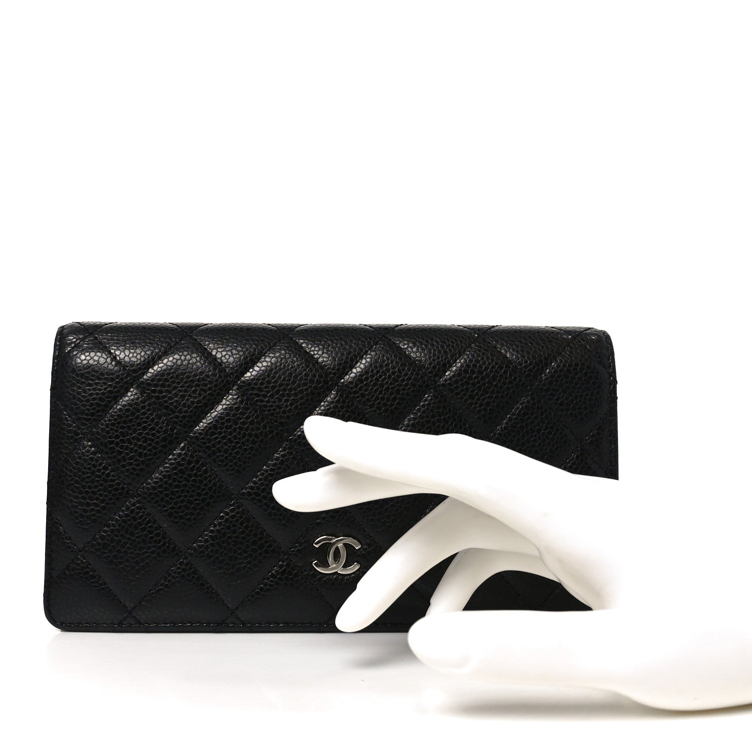 Chanel Caviar Quilted Yen Wallet Black 2 of 9