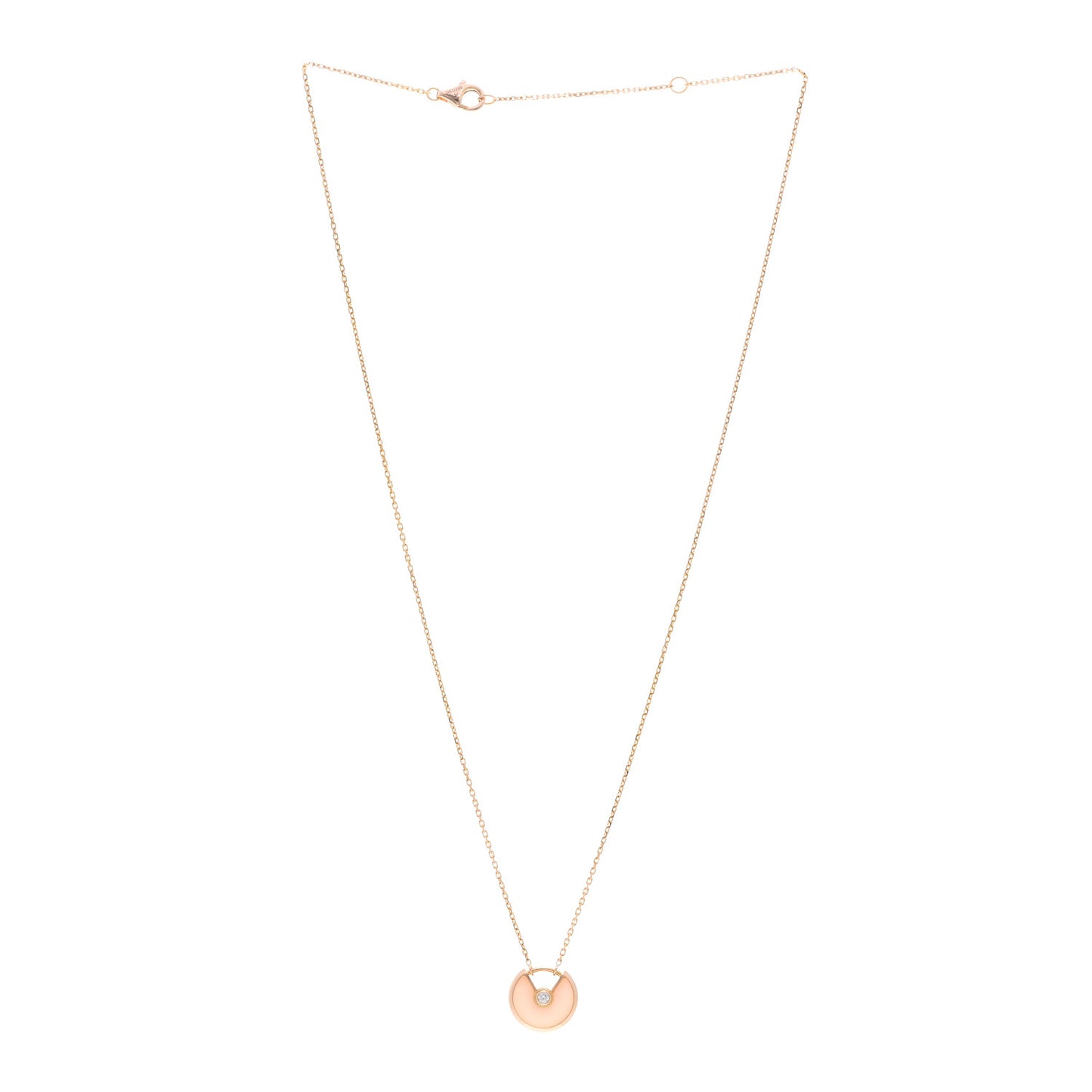 18K Pink Gold Diamond Pink Opal XS Amulette de Cartier Pendant Necklace