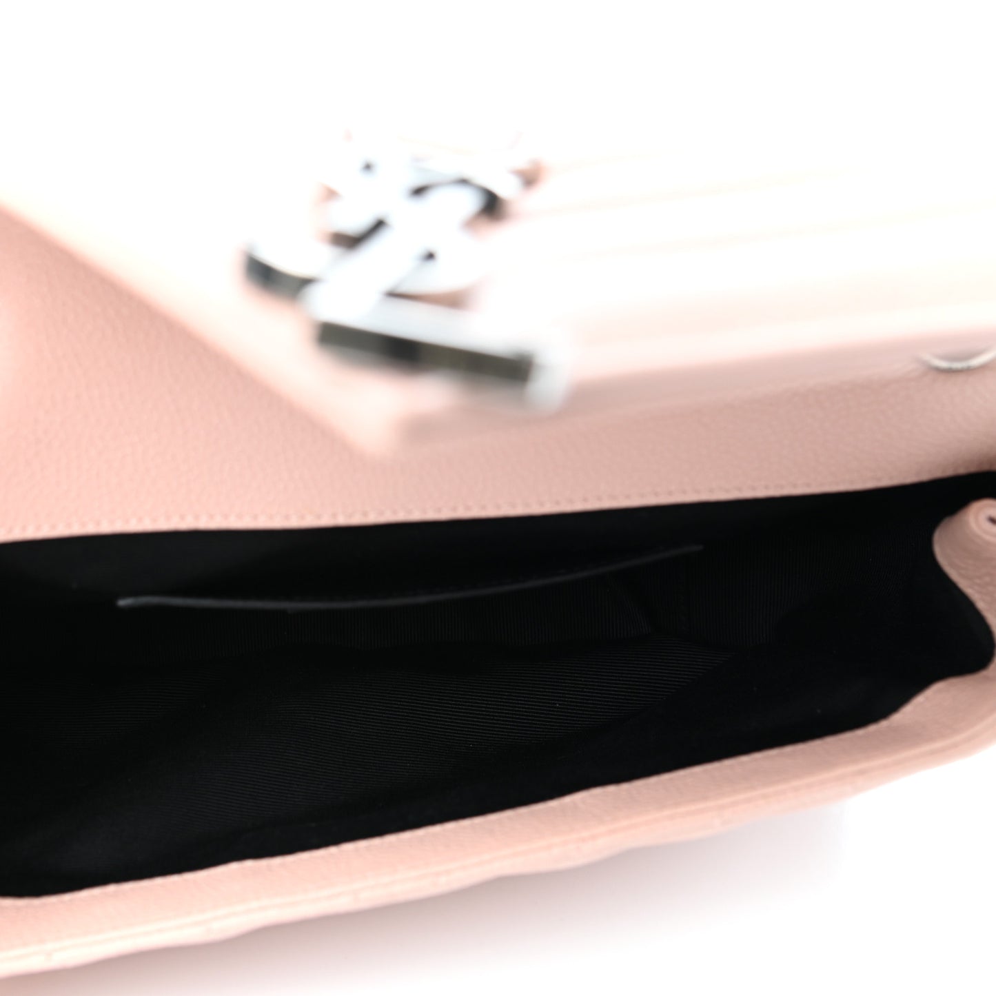 Grained Calfskin Matelasse Chevron Monogram Medium Chain Bag Pale Pink