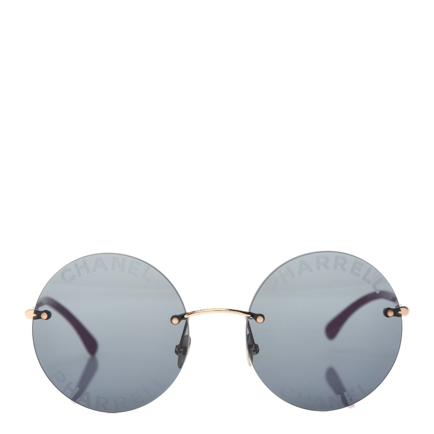 Chanel X PHARRELL WILLIAMS Gold Plated Acetate Round Sunglasses Pink 2 of 8