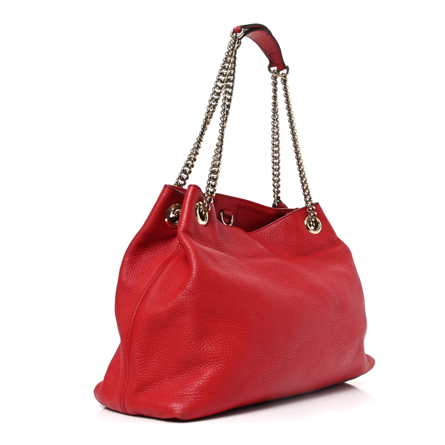 Pebbled Calfskin Medium Soho Chain Shoulder Bag Tabasco Red