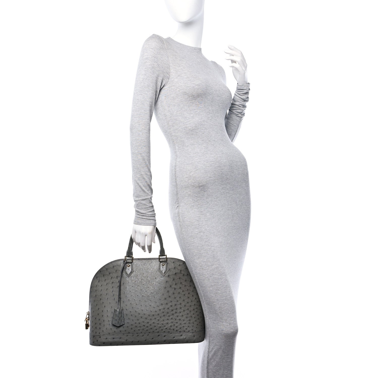 Louis Vuitton Ostrich Alma MM Gris 2 of 10