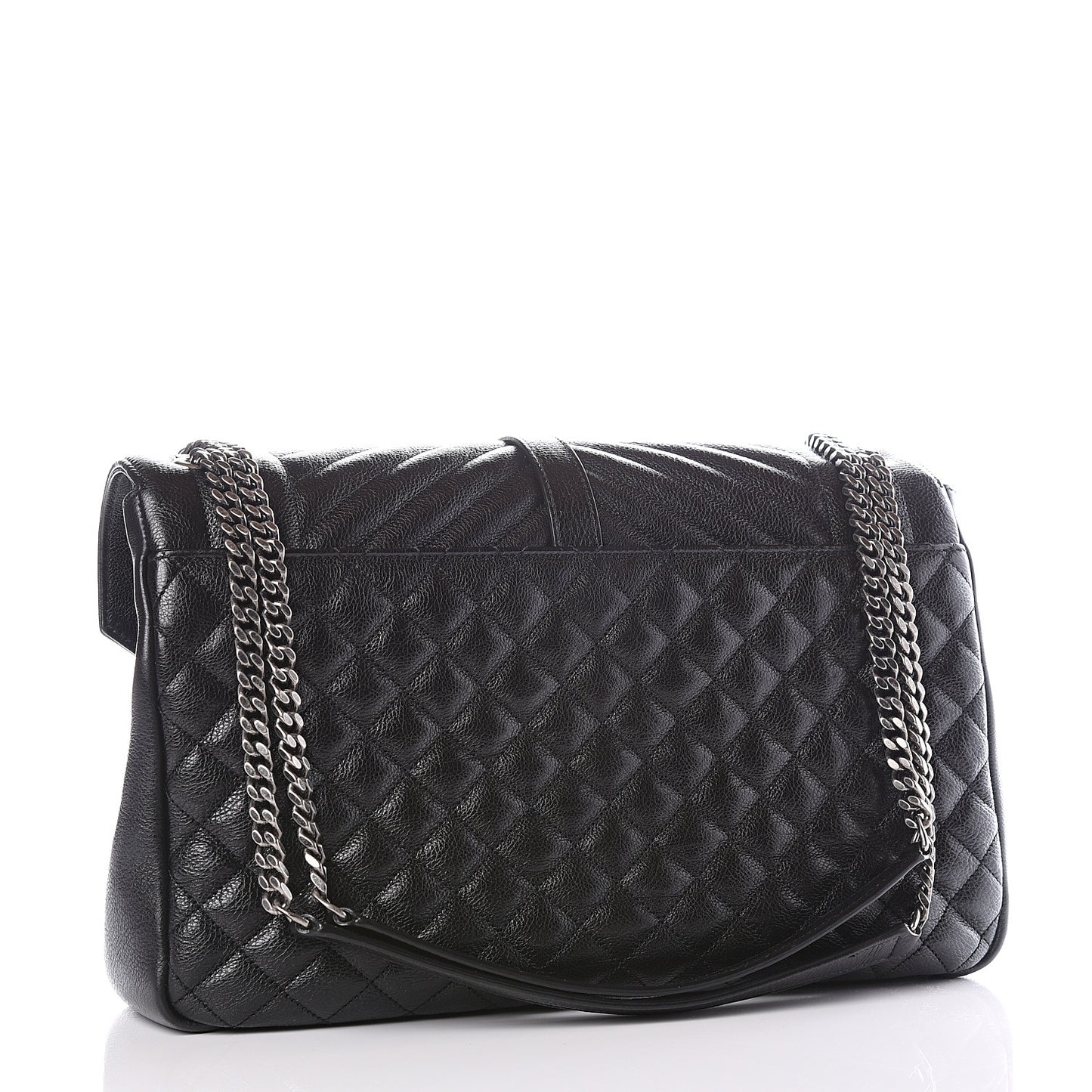 Calfskin Mixed Matelasse Triquilt Large Monogram Satchel Black