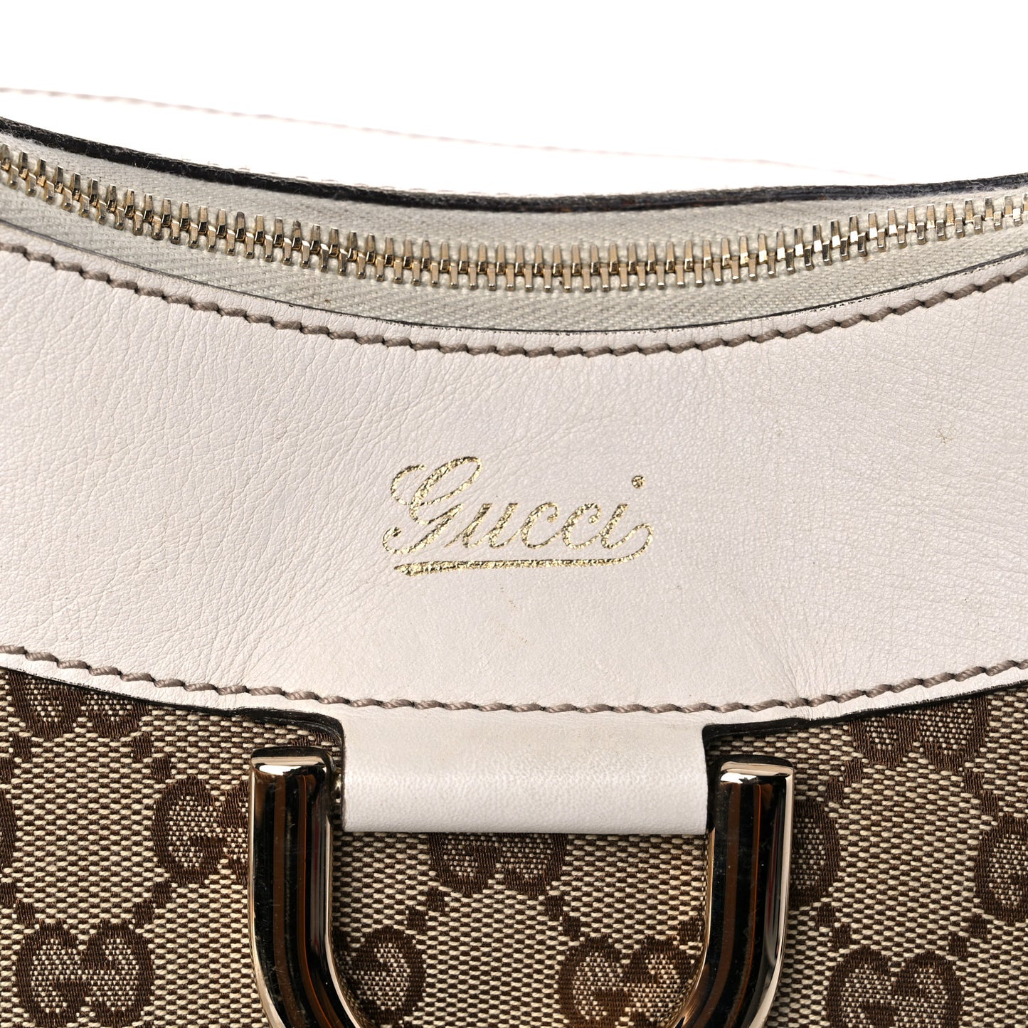 Monogram Large D Gold Hobo Off White