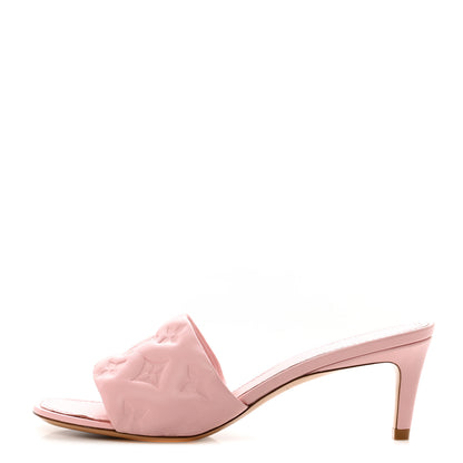 Louis Vuitton Lambskin Embossed Monogram Revival Mid Heel Mules 37 Rose Claire 1 of 9