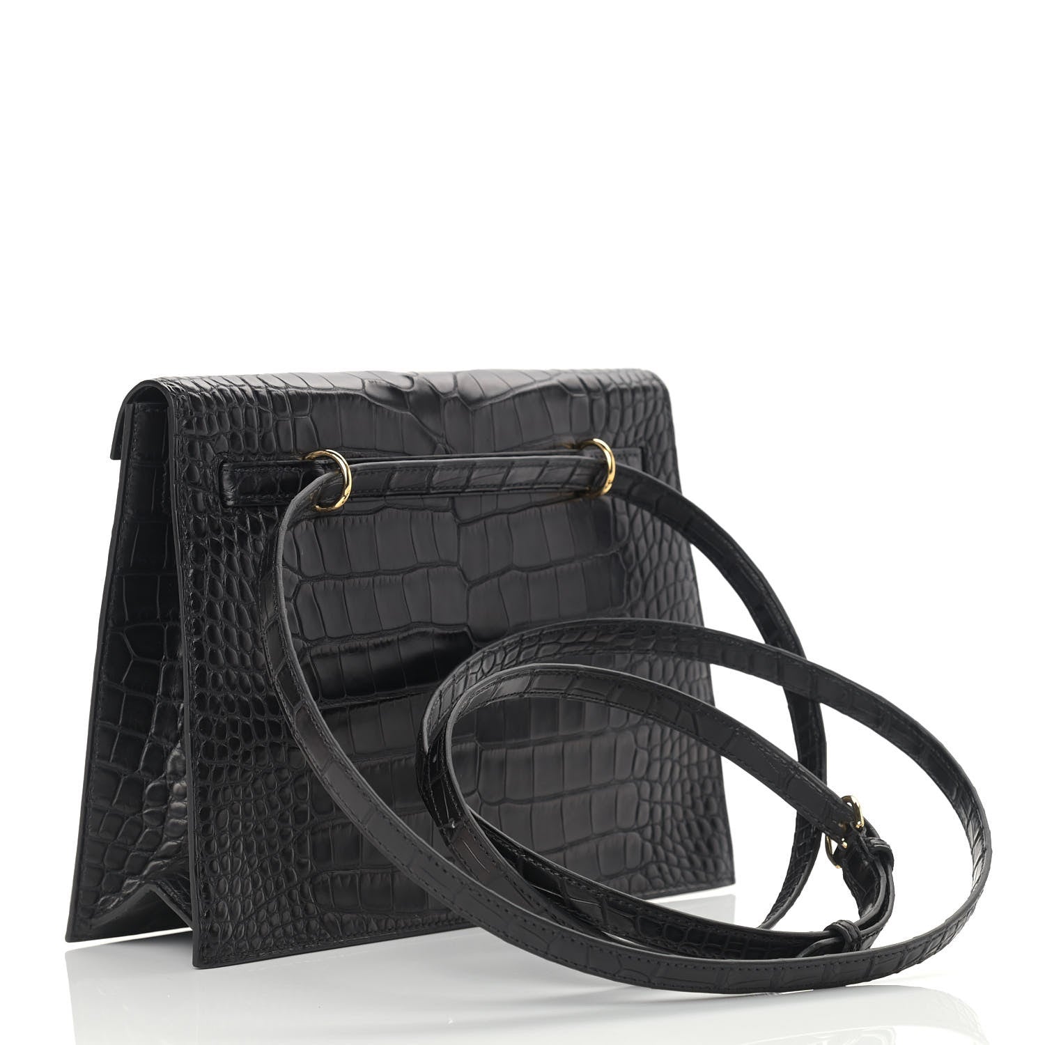 Hermes Matte Alligator Kelly Danse II Belt Bag Black 2 of 9