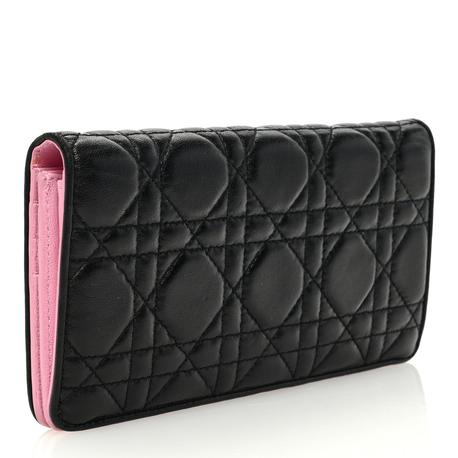 Christian Dior Lambskin Cannage Rendezvous Wallet Black 3 of 6