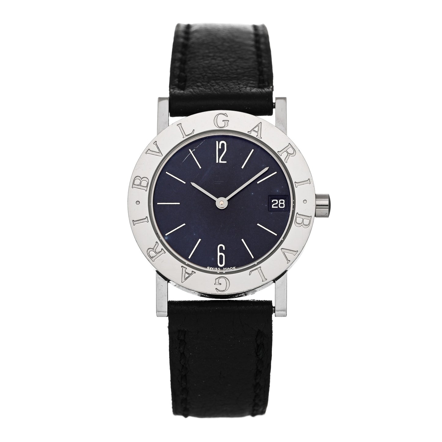 Stainless Steel Calfskin 30mm Quartz Watch Black
