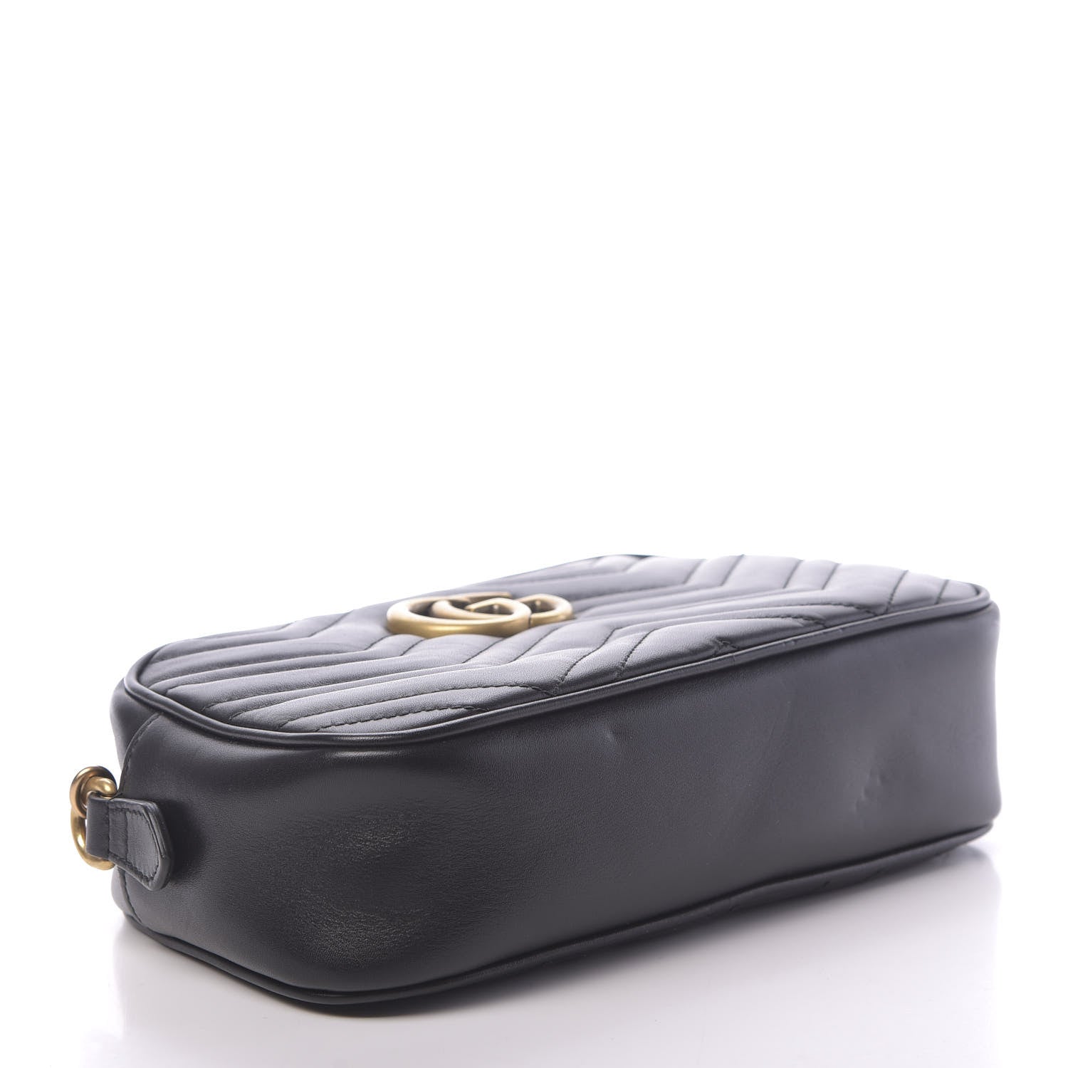 Gucci Calfskin Matelasse Small GG Marmont Chain Shoulder Bag Black 4 of 10