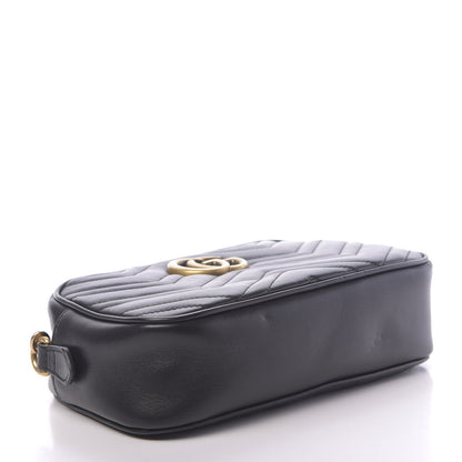 Gucci Calfskin Matelasse Small GG Marmont Chain Shoulder Bag Black 4 of 10