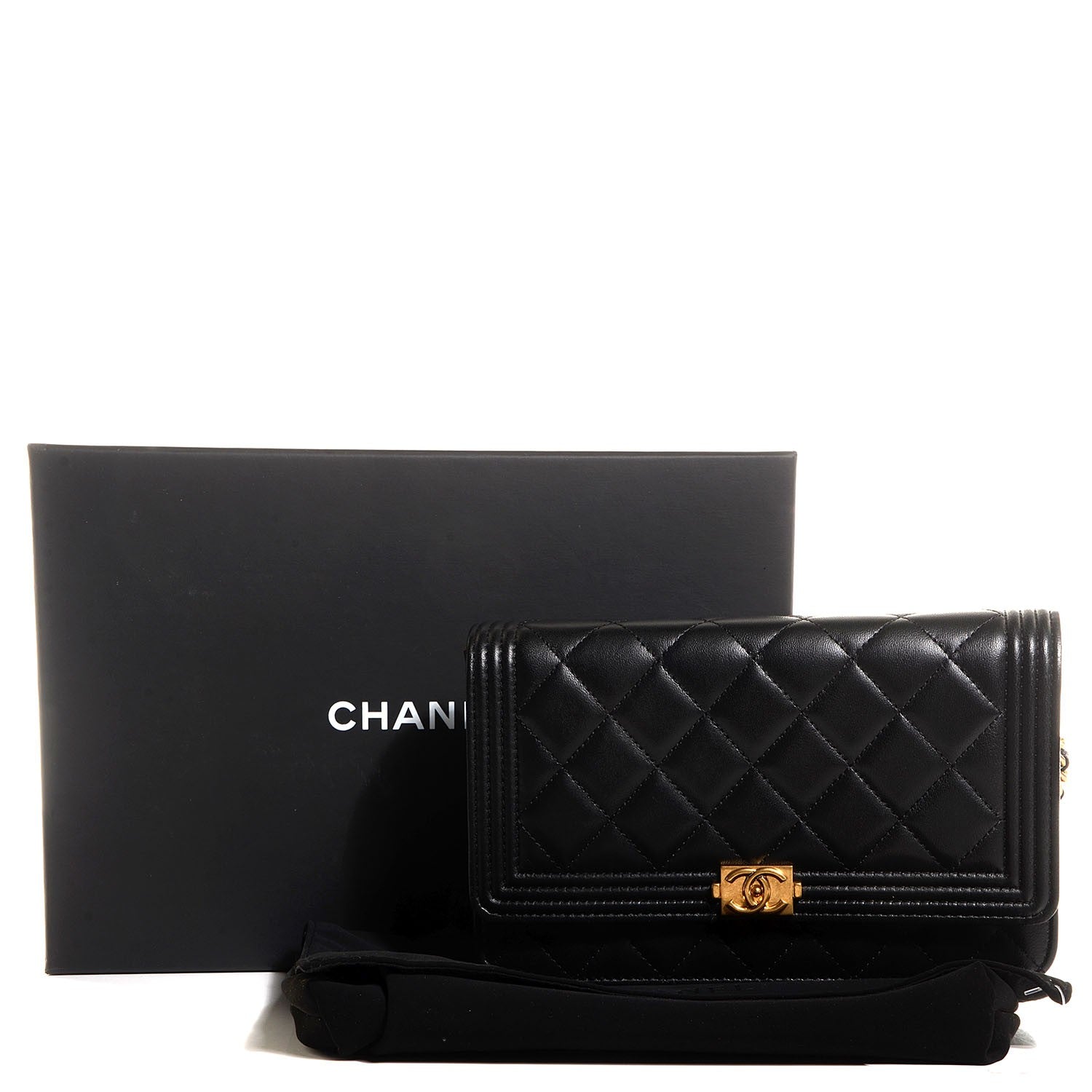 Chanel Lambskin Boy Wallet On Chain WOC Black 9 of 9