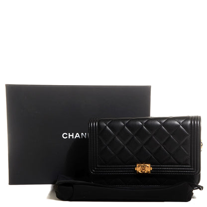 Chanel Lambskin Boy Wallet On Chain WOC Black 9 of 9
