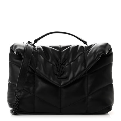Saint Laurent Lambskin Quilted Toy Loulou Puffer Monogram Monochrome Chain Satchel Black 1 of 11