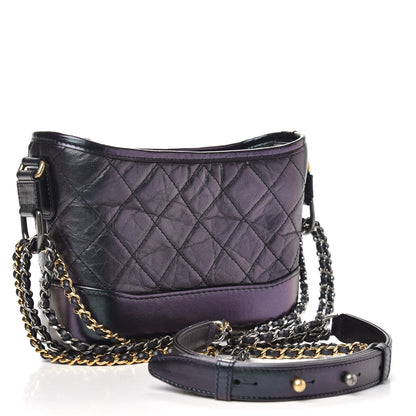 Chanel Iridescent Aged Calfskin Quilted Small Gabrielle Hobo Black 2 of 10