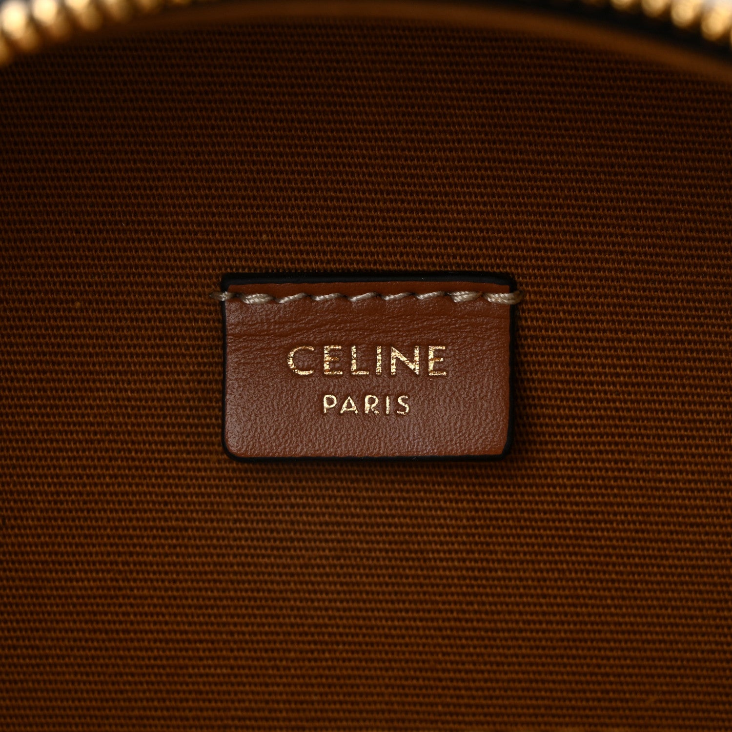Celine Calfskin Triomphe Canvas Half Moon Case Tan 6 of 11