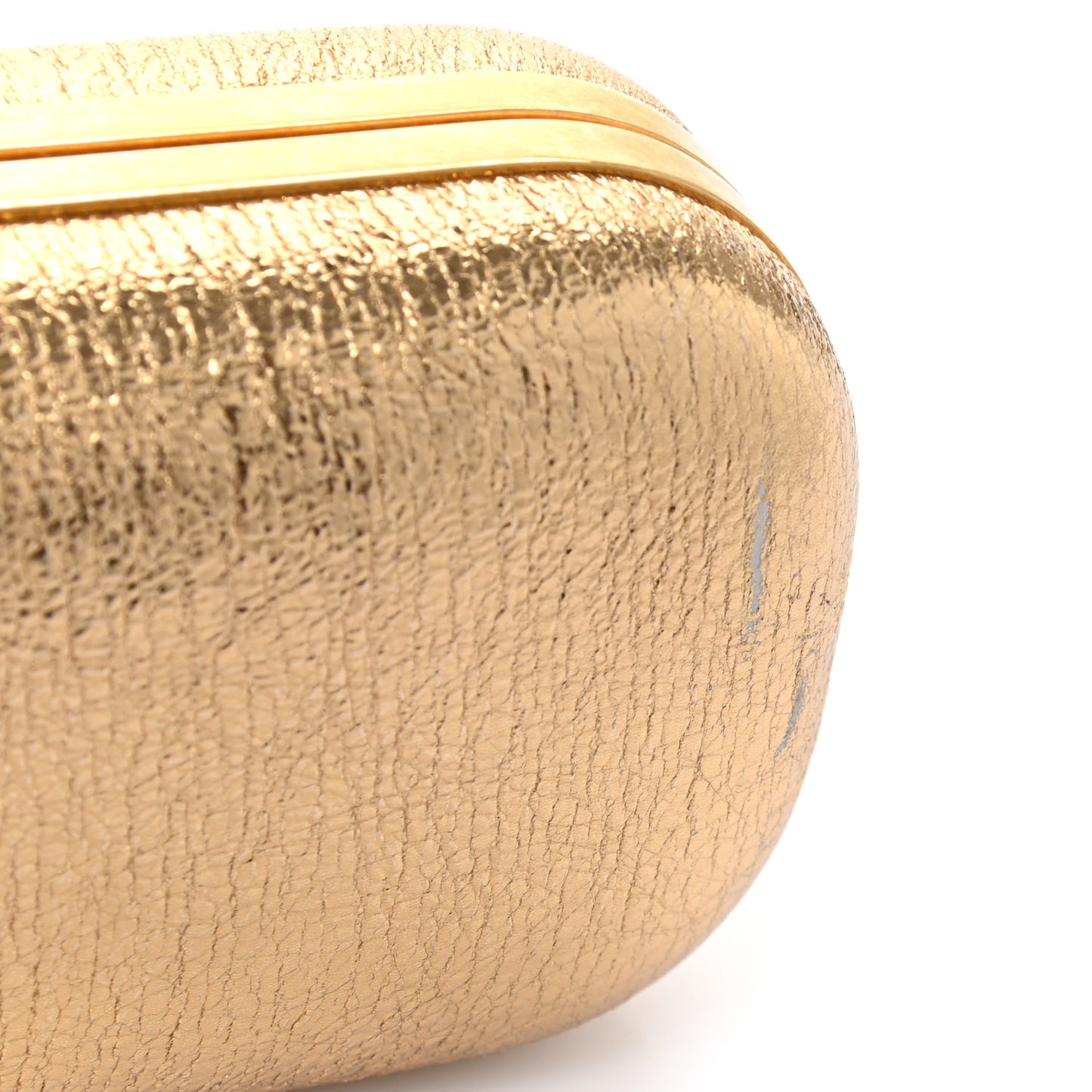 Nappa Metallic Twin Skull Box Clutch Gold
