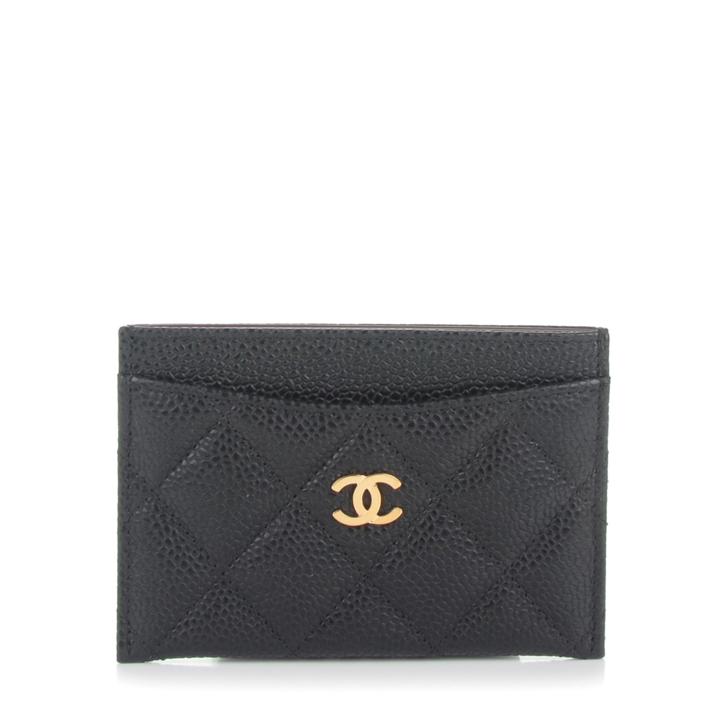 Caviar Quilted Card Holder Black