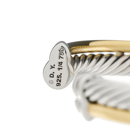 David Yurman Sterling Silver 18K Yellow Gold 5mm Crossover Cuff Bracelet 3 of 3