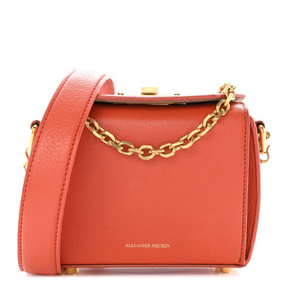 Alexander McQueen Silky Amish Grained Goatskin Box Shoulder Bag 16 Flame 1 of 16