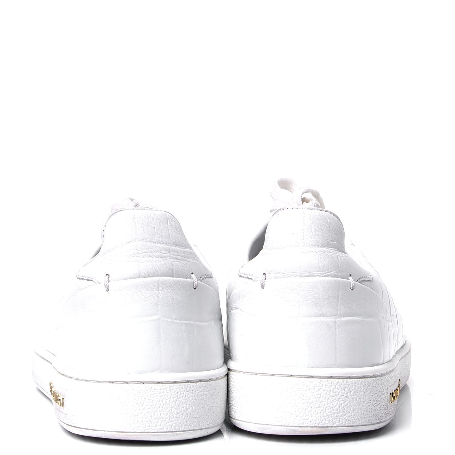 Louis Vuitton Calfskin Crocodile Embossed Frontrow Sneakers 38 White 4 of 6