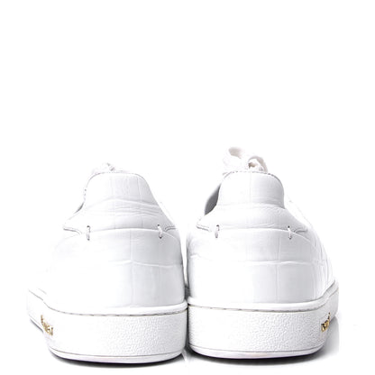 Louis Vuitton Calfskin Crocodile Embossed Frontrow Sneakers 38 White 4 of 6