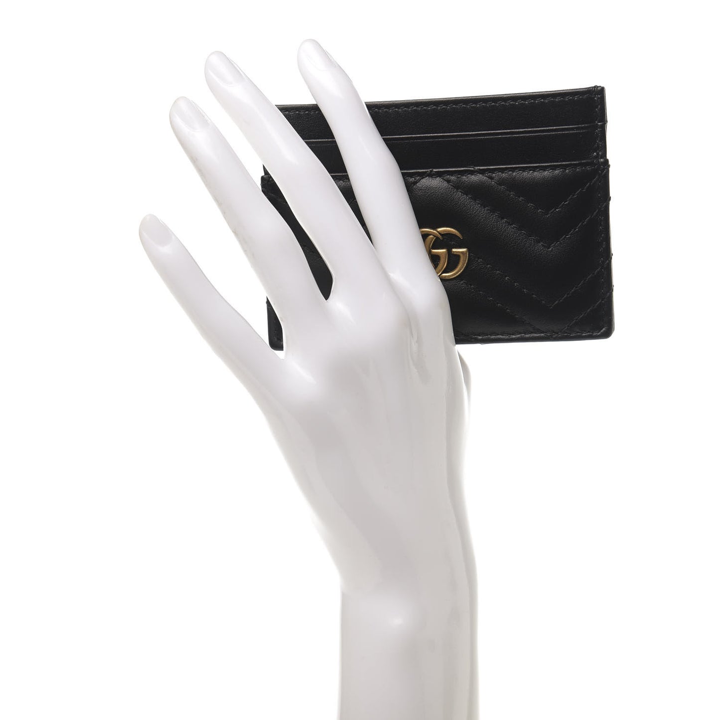 Calfskin Matelasse GG Marmont Card Holder Black