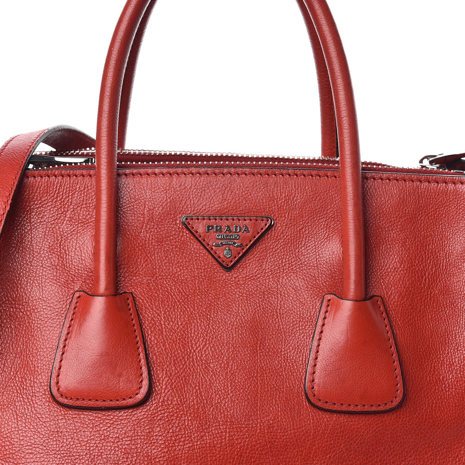 Prada Glace Calf Twin Pocket Tote Fuoco 10 of 11