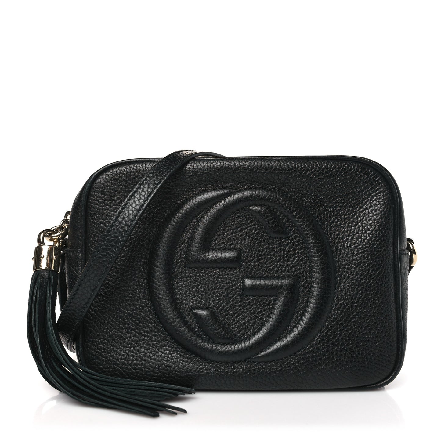 Pebbled Calfskin Small Soho Disco Bag Black