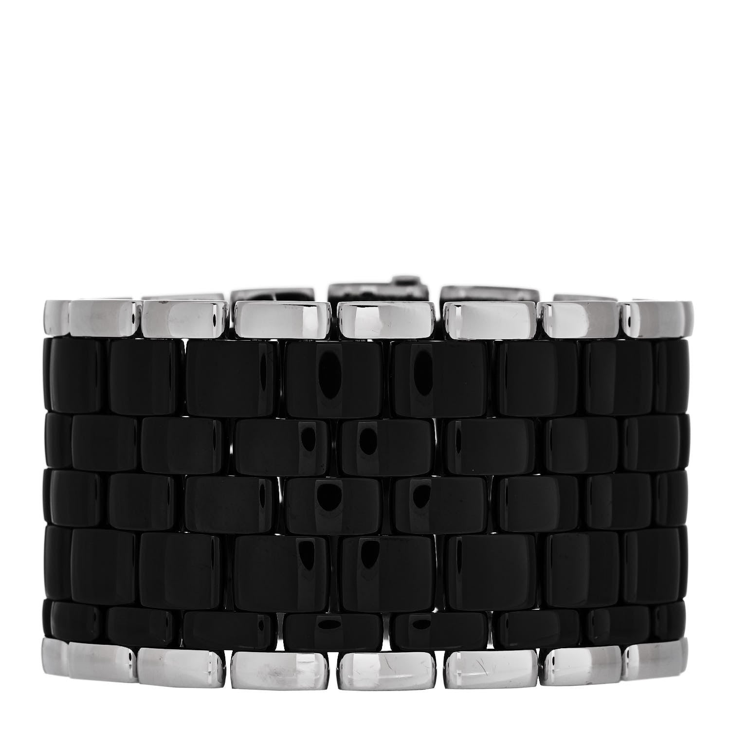 Chanel 18K White Gold Ceramic Wide Ultra Bracelet Black 1 of 4