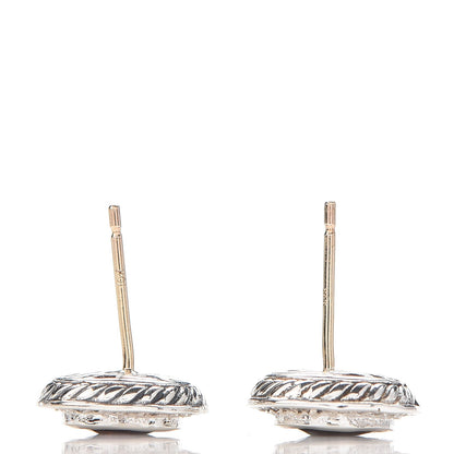 David Yurman Sterling Silver Diamond Garnet 8mm Petite Albion Earrings 3 of 4