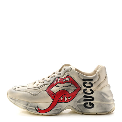 Gucci Calfskin Mouth Print Womens Rhyton Sneakers 36 Ivory 1 of 8