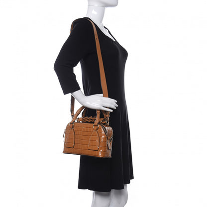 Chloe Calfskin Crocodile Embossed Small Daria Autumnal Brown 2 of 10