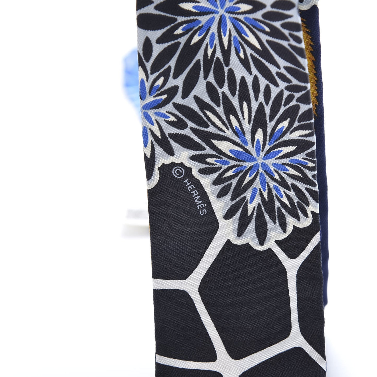 Silk The Three Graces Twilly Bleu Nuit Gold Black